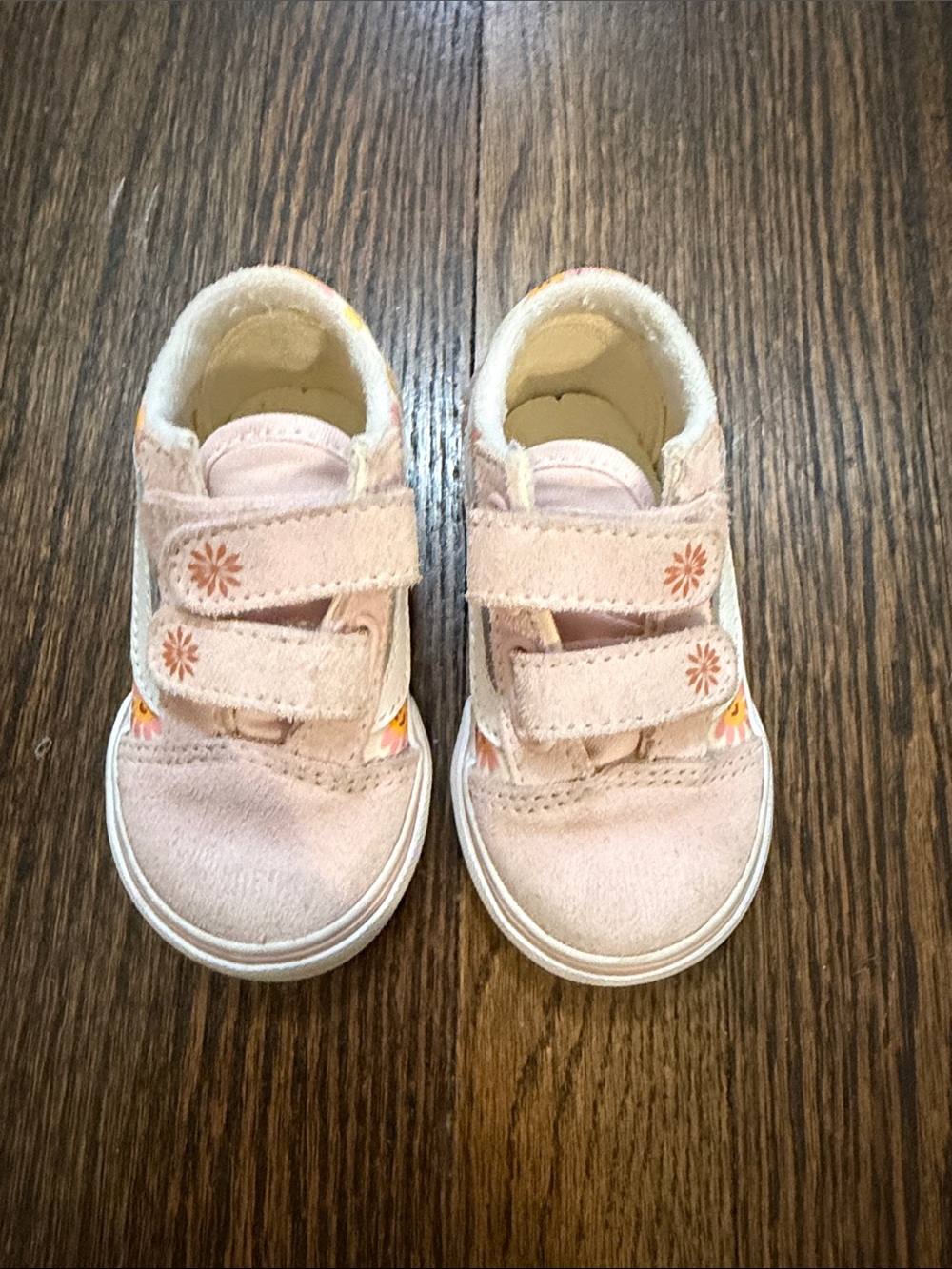 Vans Toddler size 4 Pink Floral Velcro Sneakers